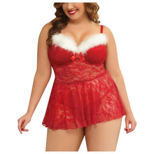 Load image into Gallery viewer, Plus Size Women Christmas Lingerie Dress Sling Underwear Sexy Tulle Lace Underwear Nightgown Sleepwear S-XXL
