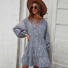 Load image into Gallery viewer, Plus Size Women Short Dress Mini Vestidos Sexy Leopard Print Beach Dresses Latest 2021 Autumn Casual Loose Chiffon Dress Femme