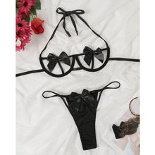Load image into Gallery viewer, Plus Size Women's Underwear With Steel Ring Bra Thong Sexy Lingerie Transparent Lace Erotic Costumes Porno Sensual