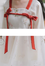 Load image into Gallery viewer, Retro Loose Chiffon Print Dresses Hanfu Women Bowknot Bandage Square Neck Puff Sleeve Chic Vestidos Chinese Style Hanfu Dress