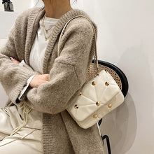 Load image into Gallery viewer, Rivets Pu Leather Brand Flap Crossbody Bags for Women 2021 Winter Designer Chain Shoulder Bag Female Handbags and Purses