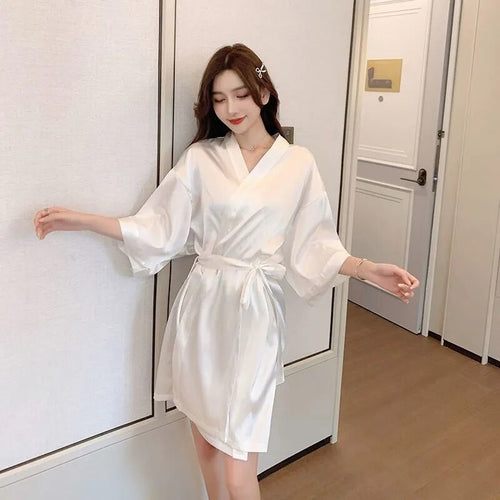 Robe Light Robes For Coverage Pajama Women'S Summer Hot  Sexy Solid Color Bathrobes Silk Loose Korean Version Night Dress Women