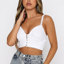 Load image into Gallery viewer, Ruffle Lace Up V-neck Solid Women's Camis Tops Single-breasted Sleeveless Backless Ladies Tanks Top Sexy Casual Summer Crop Tees