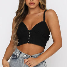 Load image into Gallery viewer, Ruffle Lace Up V-neck Solid Women's Camis Tops Single-breasted Sleeveless Backless Ladies Tanks Top Sexy Casual Summer Crop Tees