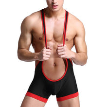 Load image into Gallery viewer, S-L Men Suspenders Bodysuit Boxer Shorts Bulge Pouch Underwear Wrestling Sports Pants Stretchy Breathable Briefs Swimsuit