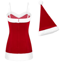 Load image into Gallery viewer, S M L XL High Quality Women Christmas Dress Sexy Red Flannel Velvet Holiday Dress with Hat Santa Claus Costume Plus Size