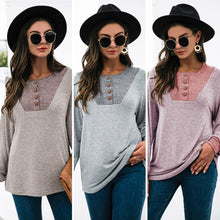 Load image into Gallery viewer, S/M/L/XL Pullovers Blouse Shirts Splice Women's Tops O-neck Loose 2021 Casual Tops Comfy New Female Tee Shirt Blusas Feminina