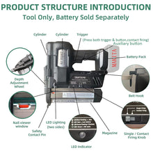 Load image into Gallery viewer, 18V Nailer Wireless Orbeez Gun Pneumatic Pistola Construction Stapler 20-50mm Nail 19-40mm Staple To Makita Battery ( Bare Tool)