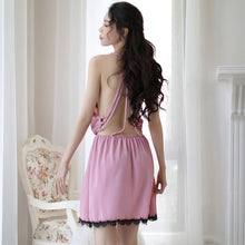 Load image into Gallery viewer, Satin Sleepshirts Women Lace Nighty Dress Nightwear Lingerie Slim Nightgowns Sexy Hot Erotic Silk Homewear Suit Elegant