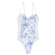 Load image into Gallery viewer, See-through Mesh Backless Lingerie Bodysuits Womens Erotic Sexy Floral Butterfly Embroidery Lace-up Sheer Leotard Costume
