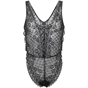 Sexy Bodysuit Fashion Clothes Summer Hollow Out Lace Onesie Transparent Temptation Backless Jumpsuits for Women Black White