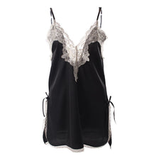 Load image into Gallery viewer, Sexy Hot Erotic Sleepshirts Night Dress Deep V Women Lace Nightgown Sleepwear Silk Lingerie Satin Femme Mini Nightgowns