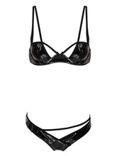 Load image into Gallery viewer, Sexy Lingerie Bra Underwear Sets Patent Leather Hollow Out Sexy Suit Unlined Underwired Erotic Hot Bra Tops with G-string Briefs