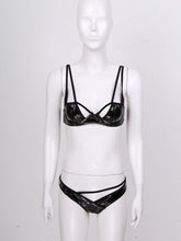 Load image into Gallery viewer, Sexy Lingerie Bra Underwear Sets Patent Leather Hollow Out Sexy Suit Unlined Underwired Erotic Hot Bra Tops with G-string Briefs