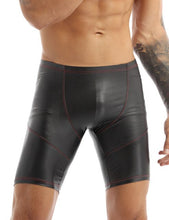 Load image into Gallery viewer, Sexy Mens Faux Leather Shorts Sports Gym Tights Shorts Body Suits Pants Swimsuit Trunks Boxer Swimming Wear Shorts Bathing Suit