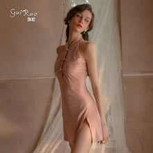 Load image into Gallery viewer, Sexy Mini Dresses Erotic High Split Velvet Qipao Classic Role-playing Sex Play Lingerie Sleeveless Party Clubwear Clothes Women