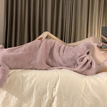 Load image into Gallery viewer, Sexy Nightwear Flannel Pijama Nightgown Women'S Robes Plus Velvet Thick Bathrobe Coral Fleece Nightdress Sets Sexy Home Service
