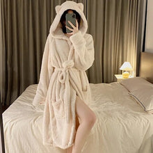 Load image into Gallery viewer, Sexy Nightwear Flannel Pijama Nightgown Women'S Robes Plus Velvet Thick Bathrobe Coral Fleece Nightdress Sets Sexy Home Service