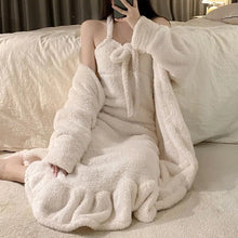 Load image into Gallery viewer, Sexy Nightwear Flannel Pijama Nightgown Women'S Robes Plus Velvet Thick Bathrobe Coral Fleece Nightdress Sets Sexy Home Service