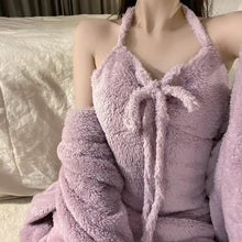 Load image into Gallery viewer, Sexy Nightwear Flannel Pijama Nightgown Women'S Robes Plus Velvet Thick Bathrobe Coral Fleece Nightdress Sets Sexy Home Service
