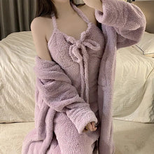 Load image into Gallery viewer, Sexy Nightwear Flannel Pijama Nightgown Women'S Robes Plus Velvet Thick Bathrobe Coral Fleece Nightdress Sets Sexy Home Service