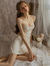 Load image into Gallery viewer, Sexy Pajamas Hot Summer Ice Silk Lace Side Hollow Out Suspenders Nightdress Summer Women Sleepwear 2022 New Night Suits