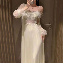 Load image into Gallery viewer, Sexy Pajamas Women'S Feather Suspender Nightdress Ladies Spring And Summer Ice Silk Thin Halter Home Service Can Be Worn Outside