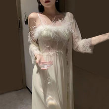 Load image into Gallery viewer, Sexy Pajamas Women'S Feather Suspender Nightdress Ladies Spring And Summer Ice Silk Thin Halter Home Service Can Be Worn Outside
