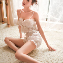 Load image into Gallery viewer, Sexy Sleepwear Erotic Cotton Pajamas Set for Women Two-Piece Suit White Pyjamas Soft Shirts Shorts Underwear Lace Lingerie New