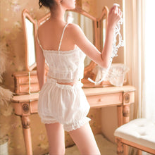 Load image into Gallery viewer, Sexy Sleepwear Erotic Cotton Pajamas Set for Women Two-Piece Suit White Pyjamas Soft Shirts Shorts Underwear Lace Lingerie New