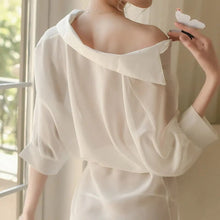Load image into Gallery viewer, Silk Pajamas Women'S Cotton Summer Sexy Shirts Sweet Mid-Length Nightdresses Loose And Sweet Korean Style Kawaii Home Clothes