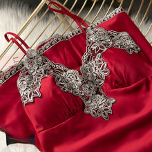 Load image into Gallery viewer, Silk Sleepwear Set 5pcs Pajama Sets Nightdress Sleepwear Women Pajamas Lace Nightwear Sexy Nightie Home Clothes V-Neck Nightgown