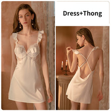 Load image into Gallery viewer, Sleepwear Women Lingerie Sleep Tops Sexy Nightwear Night Gown Ruffles Lace Sleepwear Satin Slip Dress Women Nightgown Camisoles