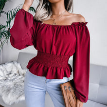 Load image into Gallery viewer, Solid Color Tops Fashion Women Ladies Long Sleeve Off Shoulder Sexy Shirt 2021 New Chiffon Blouses Female T-shirt Ladies Office