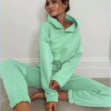 Load image into Gallery viewer, Solid Tracksuit Women Two Piece Set Autumn Clothing Hooded Drawstring Sweatshirt Top Long Pants Suit Casual Women's Sets Outfits