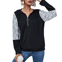 Load image into Gallery viewer, Spring Autumn Oversize Women's Hoodie  Fashion Lace Splicing Long Sleeve Drawstring Zipper Casual Mujer Tops Sweatshirts Female