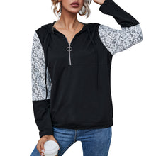 Load image into Gallery viewer, Spring Autumn Oversize Women's Hoodie  Fashion Lace Splicing Long Sleeve Drawstring Zipper Casual Mujer Tops Sweatshirts Female