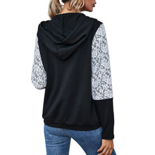 Load image into Gallery viewer, Spring Autumn Oversize Women's Hoodie  Fashion Lace Splicing Long Sleeve Drawstring Zipper Casual Mujer Tops Sweatshirts Female