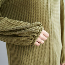 Load image into Gallery viewer, Spring Autumn Women Knitted Pullover Drawstring V-Neck Lantern Sleeve Shirts Loose Fit wear Casual Solid Female Sweater Tops