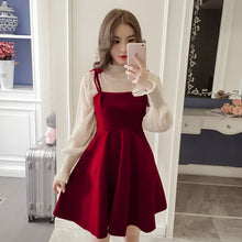 Load image into Gallery viewer, Spring New Elegant Two Piece Dress for Women Women Winter Korean A-Line O-Neck Tops and Black Sundress Streetwear Dress Vestidos