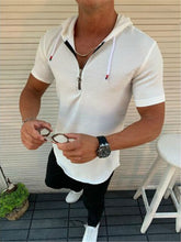 Load image into Gallery viewer, Spring Summer New Casual T-shirts With Hooded For Mens Solid Pullover Streetwear Fashion Slim Fit Short Sleeve Hoodies Tee Men