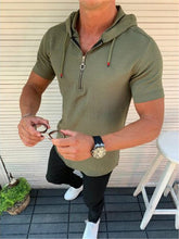 Load image into Gallery viewer, Spring Summer New Casual T-shirts With Hooded For Mens Solid Pullover Streetwear Fashion Slim Fit Short Sleeve Hoodies Tee Men