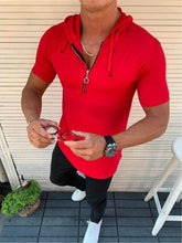 Load image into Gallery viewer, Spring Summer New Casual T-shirts With Hooded For Mens Solid Pullover Streetwear Fashion Slim Fit Short Sleeve Hoodies Tee Men