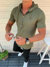 Load image into Gallery viewer, Spring Summer New Casual T-shirts With Hooded For Mens Solid Pullover Streetwear Fashion Slim Fit Short Sleeve Hoodies Tee Men