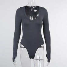 Load image into Gallery viewer, Spring Summer Sexy Bodysuit For Women 2021 New Solid Long Sleeve Knitted Skinny Ladies Bodysuits Overalls Top