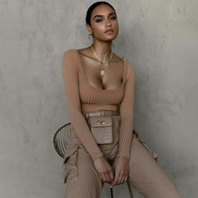 Load image into Gallery viewer, Spring Summer  Sexy Knitted Bodysuit For Women 2021 New Solid Full Sleeve Square Collar Skinny Bodysuits Tops