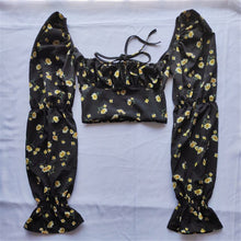 Load image into Gallery viewer, Square Collar Crop Tees Tops Women's Puff Sleeve Tanks Top  Blouse Fashion Retro Clothing Summer Blouses Female Shirts