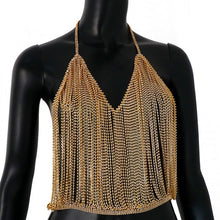 Load image into Gallery viewer, Stonefans Romantic Rhinestone Tassel Chest Chain Vest for Women Sexy Lingerie Bling Crystal Body Chain Bra Outfit Jewelry Dress