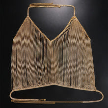 Load image into Gallery viewer, Stonefans Romantic Rhinestone Tassel Chest Chain Vest for Women Sexy Lingerie Bling Crystal Body Chain Bra Outfit Jewelry Dress