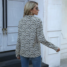 Load image into Gallery viewer, Summer Fashion Leopard Print Turn Down Collar Long Sleeve Shirt Women Elegant Plus Size Office Work Wear Tops And Blouses